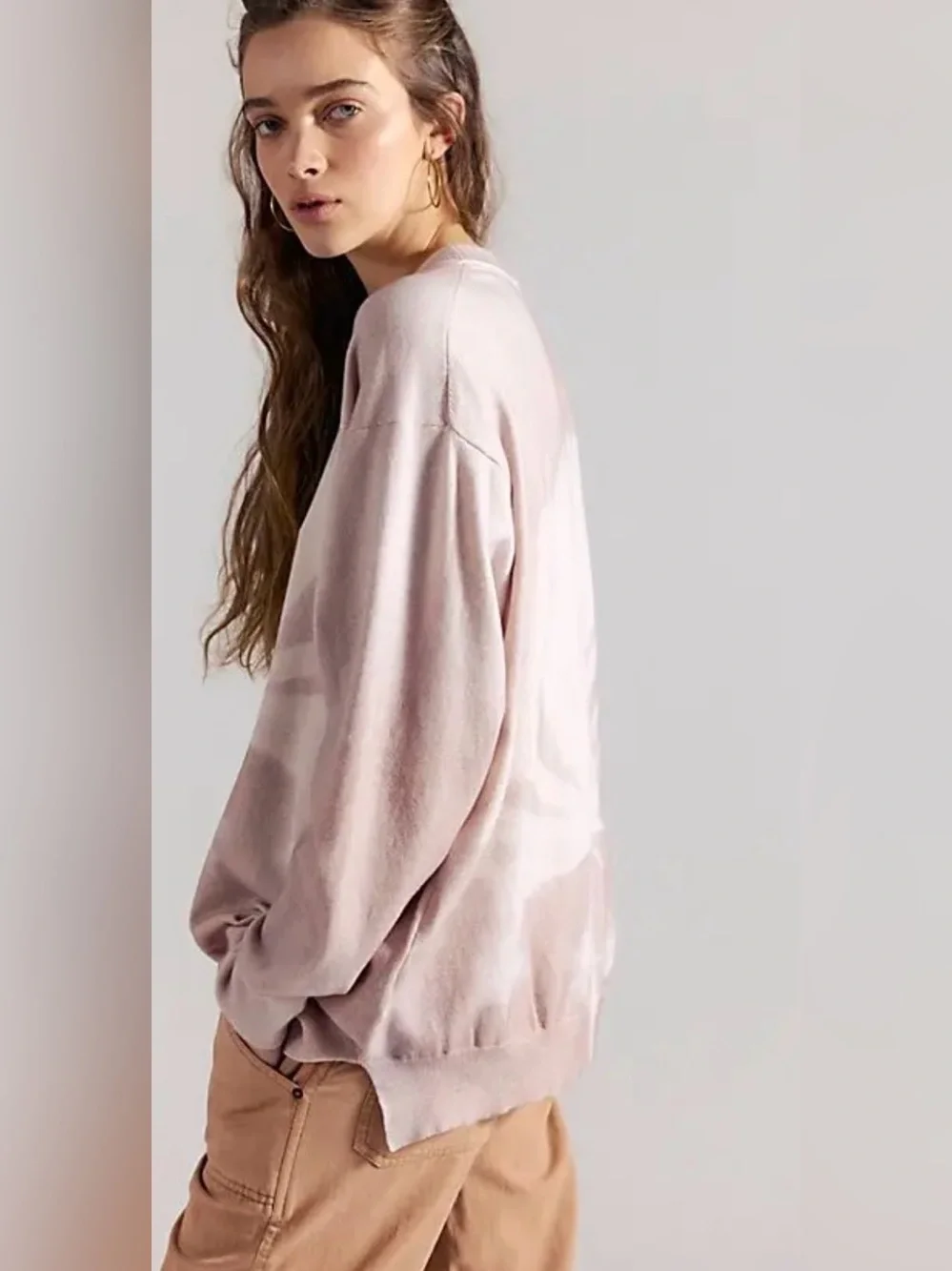 FREE PEOPLE Soft We The Free Nouvelle Pattern Pullover XS Nwt Taupe Dandelion